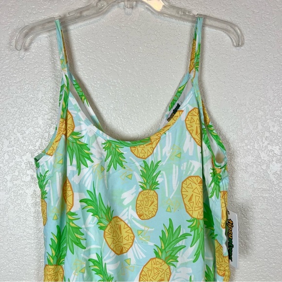 Tipsy Elves Pineapple Print Summer Romper Shorts Spaghetti strap size Large NEW - Picture 3 of 12